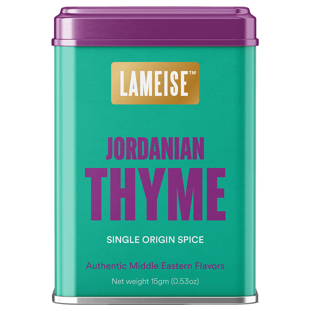 Jordanian thyme spice tin front view 75g – LAMEISE